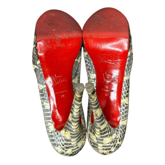 Christian Louboutin Heels Lady Peep Python Leather 150mm Size 39 Snake Skin - Picture 5 of 6